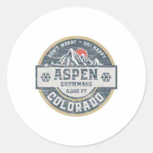 Aspen Colorado Rocky Mountains Tee Hiking Camping Classic Round Sticker