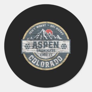 Aspen Colorado Rocky Mountains Tee Hiking Camping Classic Round Sticker