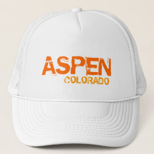 Aspen Colorado simple white orange hat