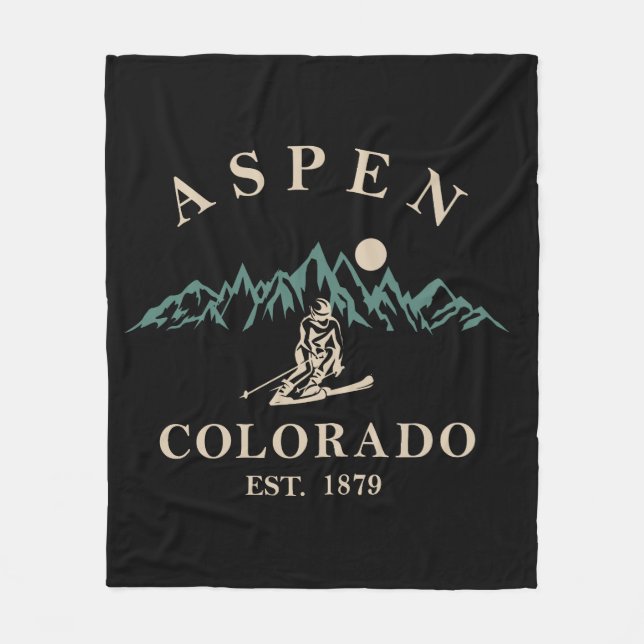 Aspen Colorado ski Fleece Blanket (Front)