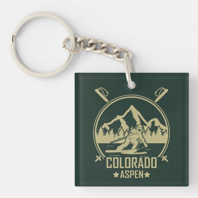 Aspen Colorado Ski Key Ring (Front)