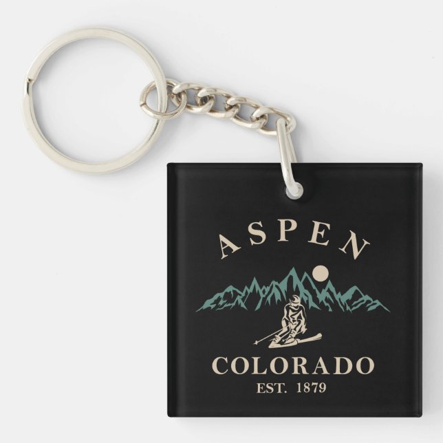 Aspen Colorado ski Key Ring (Front)
