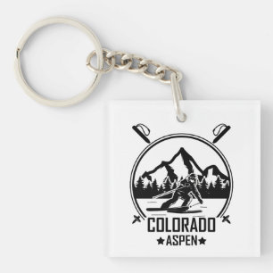 Aspen Colorado Ski Key Ring