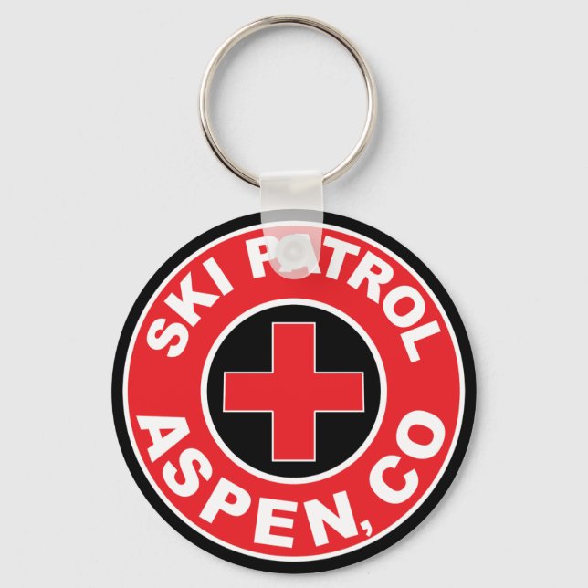 ASPEN COLORADO SKI PATROL MOUNTAINS SKIING LOGO KEY RING (Front)