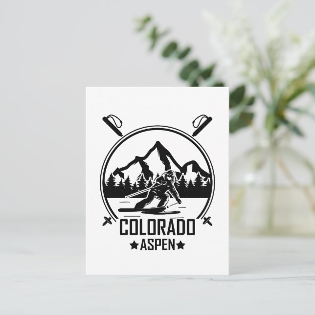Aspen Colorado Ski Postcard (Standing Front)