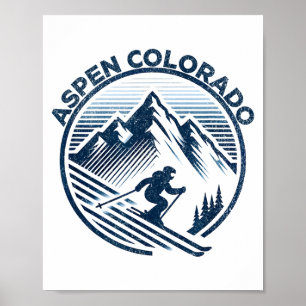 Aspen colorado ski resort winter skiing poster