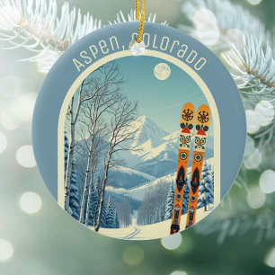 Aspen Colorado ski souvenir  Ceramic Tree Decoration