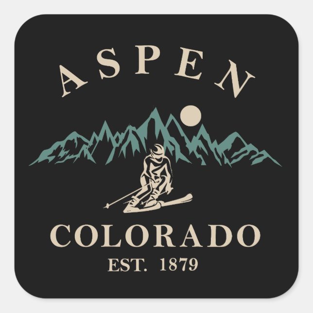 Aspen Colorado ski Square Sticker (Front)