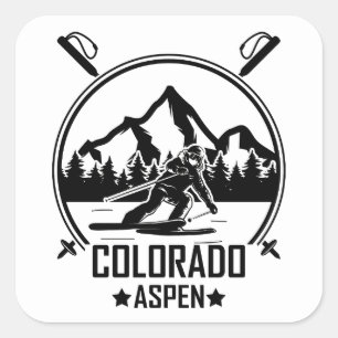 Aspen Colorado ski Square Sticker