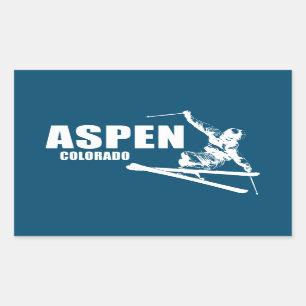 Aspen Colorado Skier Rectangular Sticker