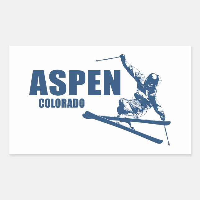 Aspen Colorado Skier Rectangular Sticker (Front)