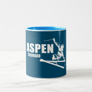 Aspen Colorado Skier Two-Tone Coffee Mug