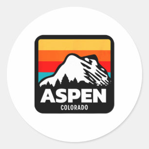Aspen Colorado Skiing Snowboarding Family Trip Classic Round Sticker