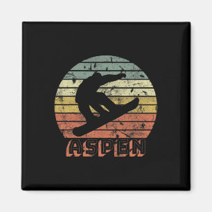 Aspen Colorado Snowboard Retro Sunset Magnet
