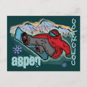 Aspen Colorado snowboarder shred postcard
