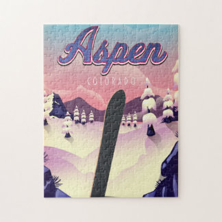 Aspen Colorado Snowboarding Poster Jigsaw Puzzle