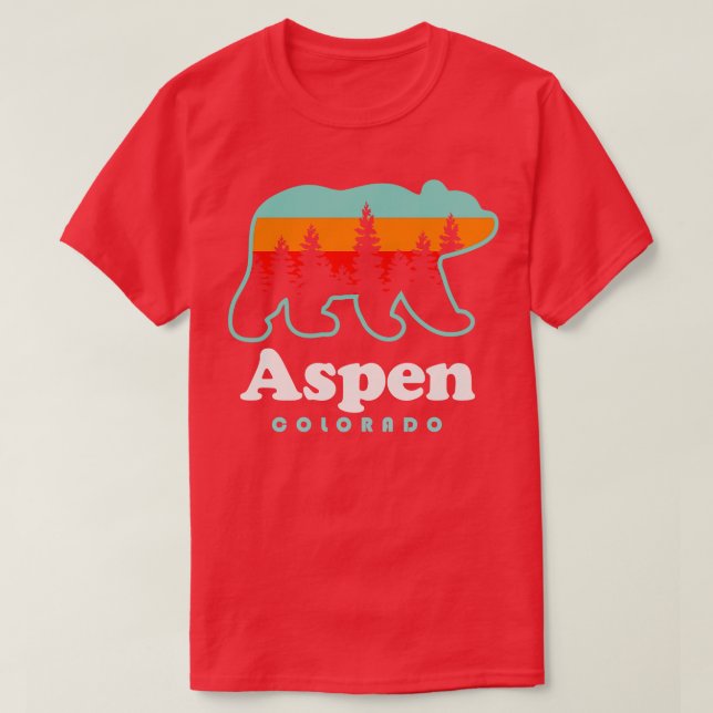 Aspen Colorado Souvenir Bear Rocky Mountains T-Shirt (Design Front)