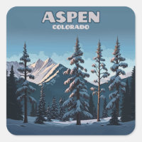Aspen Colorado Trees Snow Mountains Retro