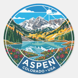 Aspen Colorado USA Classic Round Sticker