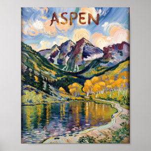 Aspen Colorado Van Gogh Style Mountain Landscape Poster