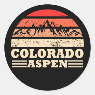 Aspen Colorado vintage ski resort Classic Round Sticker