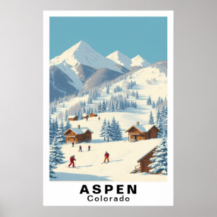 Aspen Colorado Vintage Ski Travel Art Poster