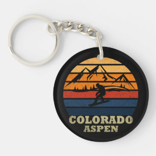 Aspen Colorado vintage snowboarder Key Ring
