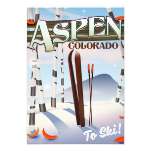 Aspen Colorado vintage style ski poster