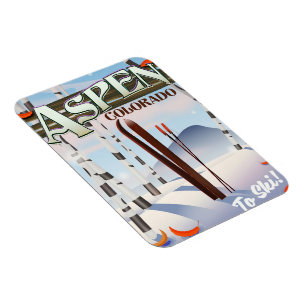 Aspen Colorado vintage style ski poster. Magnet