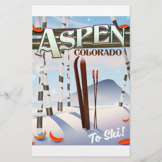 Aspen Colorado vintage style ski poster. Stationery