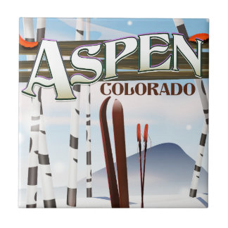 Aspen Colorado vintage style ski poster. Tile