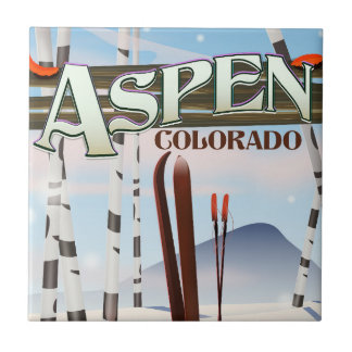 Aspen Colorado vintage style ski poster. Tile