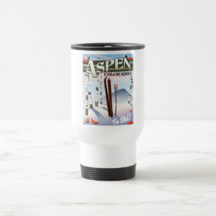 Aspen Colorado vintage style ski poster. Travel Mug