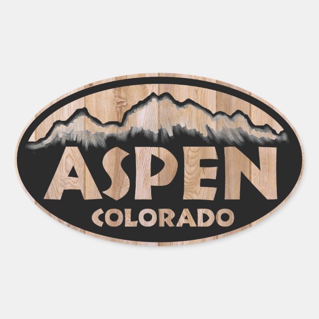 Aspen Colorado wood sign oval stickers (Front)