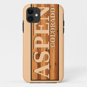 Aspen Colorado wooden log sign iPhone 11 Case