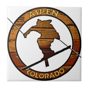Aspen Colorado wooden skier circle Tile