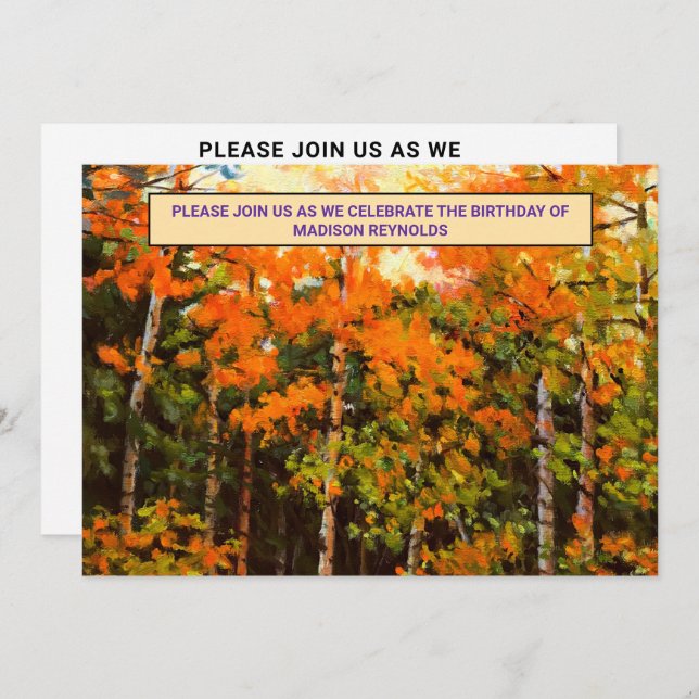 Aspen Glow Birthday Orange, Yellow, Green & Blue Invitation (Front/Back)