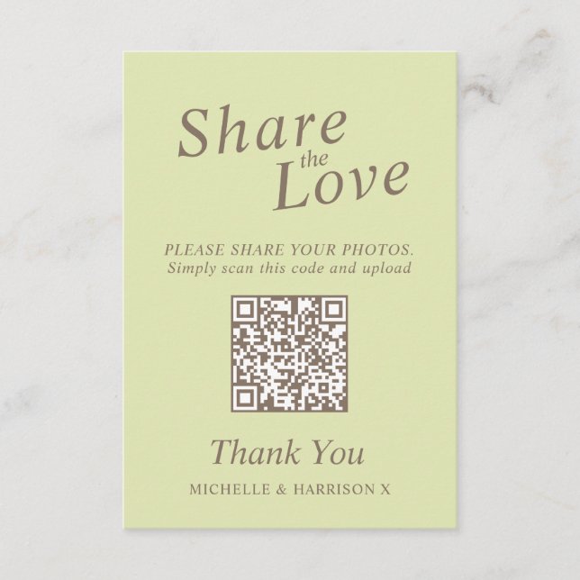 Aspen green catkins Wedding QR share love wedding Enclosure Card (Front)