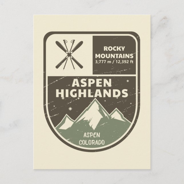 Aspen Highlands Aspen Rocky Mountains Colorado Postcard (Front)