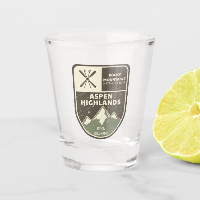 Aspen Highlands Aspen Rocky Mountains Colorado  Shot Glass (Front)