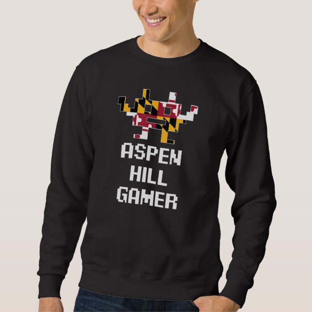 Aspen Hill Gamer 8 Bit State Flag Sweatshirt (Front)