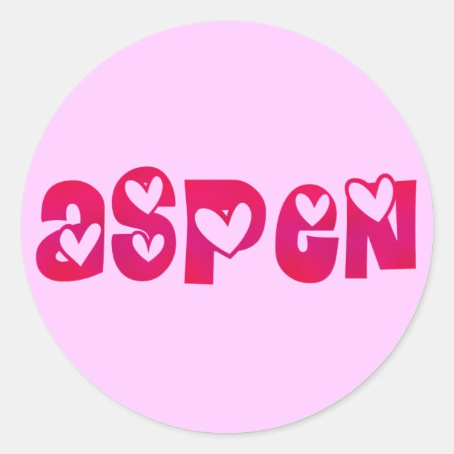 Aspen in Hearts Classic Round Sticker (Front)