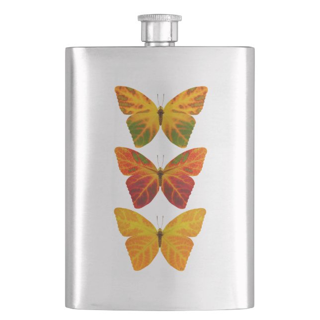 Aspen Leaf Butterflies Hip Flask (Front)