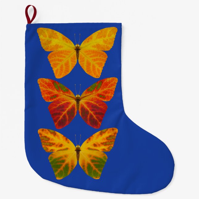 Aspen Leaf Butterflies Large Christmas Stocking (Front)