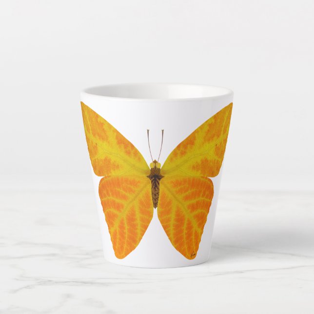 Aspen Leaf Butterfly 3 Latte Mug (Front)
