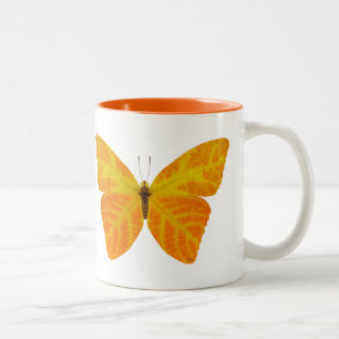 Aspen Leaf Butterfly 3 Two-Tone Coffee Mug