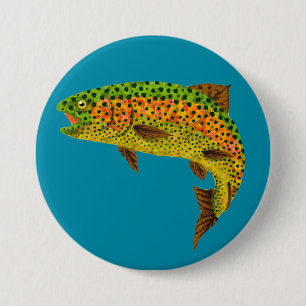 Aspen Leaf Rainbow Trout 1 7.5 Cm Round Badge