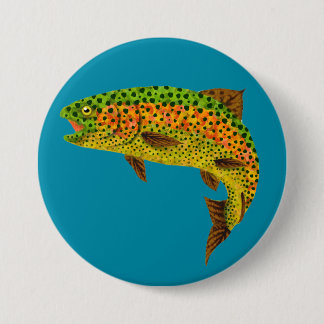 Aspen Leaf Rainbow Trout 1 7.5 Cm Round Badge