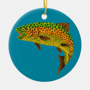 Aspen Leaf Rainbow Trout 1 Ceramic Tree Decoration