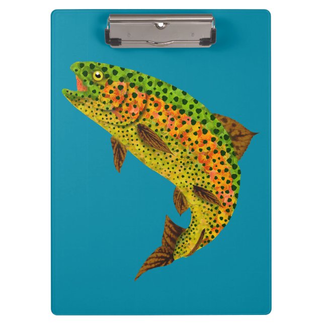 Aspen Leaf Rainbow Trout 1 Clipboard (Front)